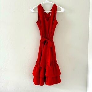 Calvin Klein Flounce Belted Mini Sleeveless Dress size 2  Orange Rust